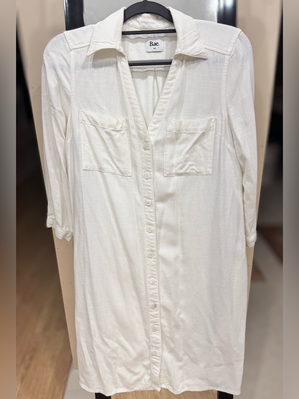 Bae. Oversized Off -White Linen Blend Button-Down Shirt